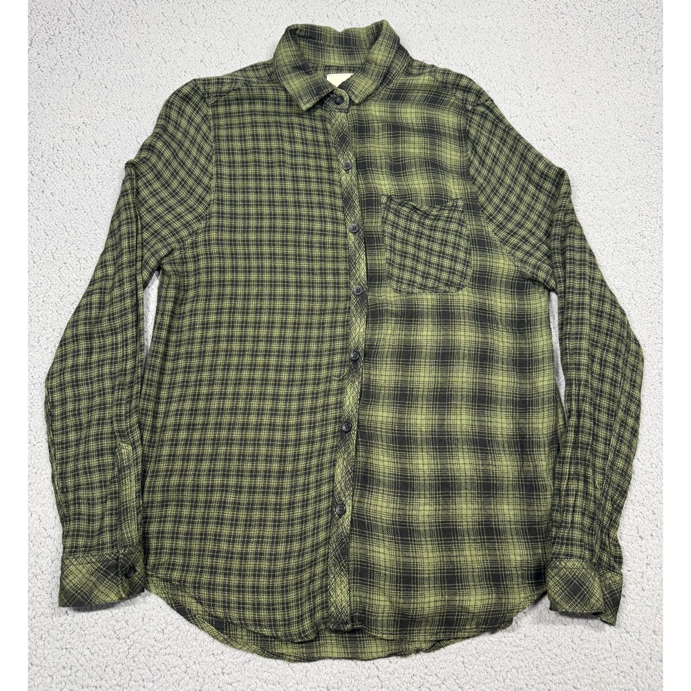 Casacabana Shirt‎ Mens Small Green Plaid Long Sleeve Button Up Rayon Casual